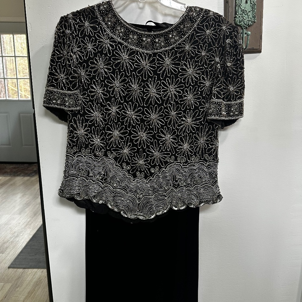 Pappell Boutique Sequin Blouse and Black Velour Skirt